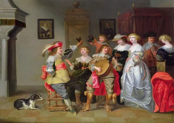 An Elegant Company Merry-making in an Interior
